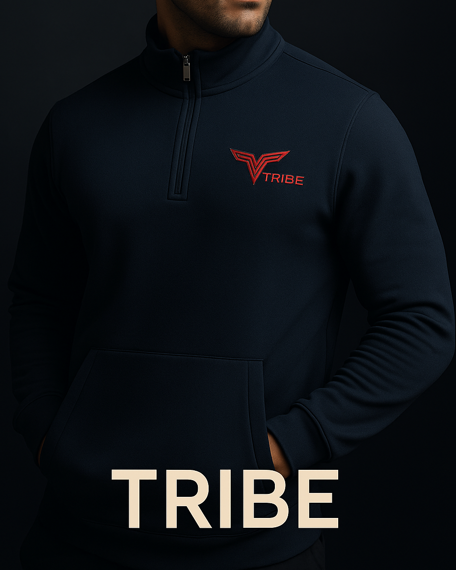 Men's Mock neck Half Zip Hoodie