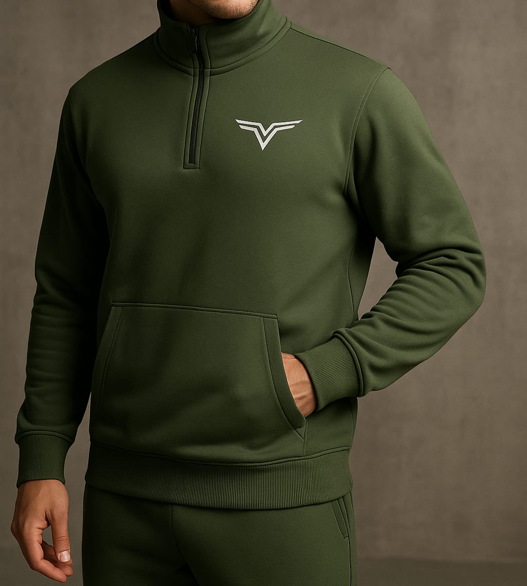 Men's Mock neck Half Zip Hoodie