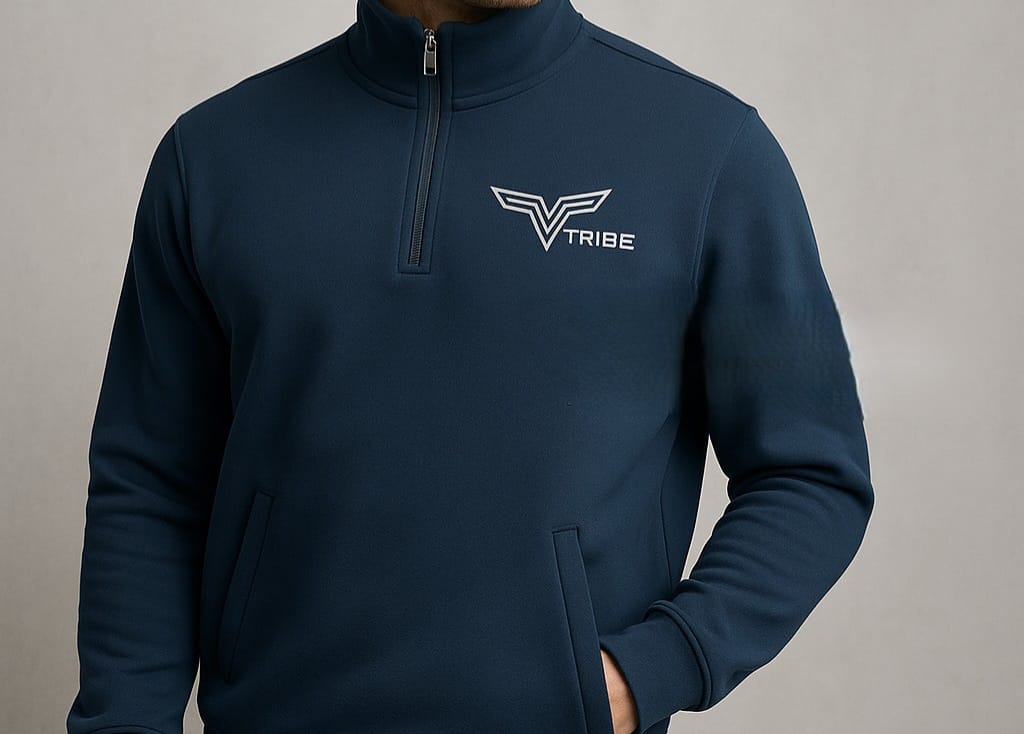 Men's Mock neck Half Zip Hoodie