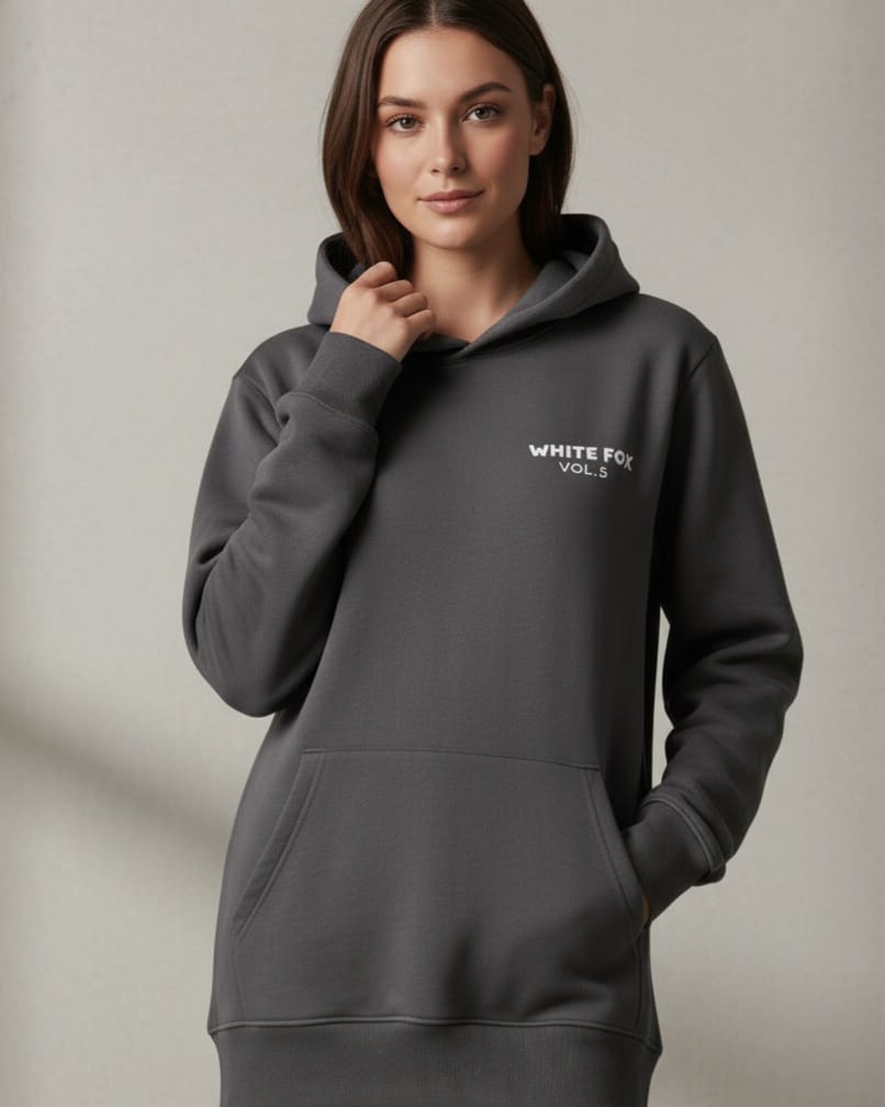 Ladies White Fox Hoodie