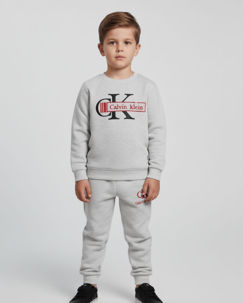Kid's Embroidered Cotton Fleece Sweatsuit