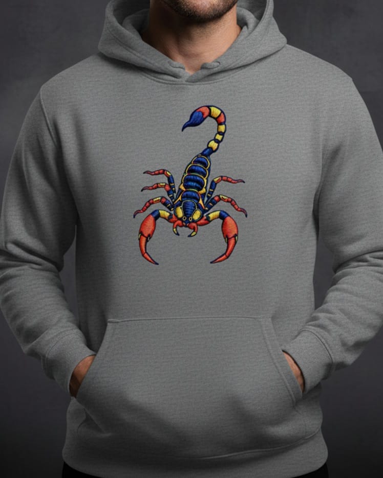 Scorpion Embroidery Pullover Hoodie