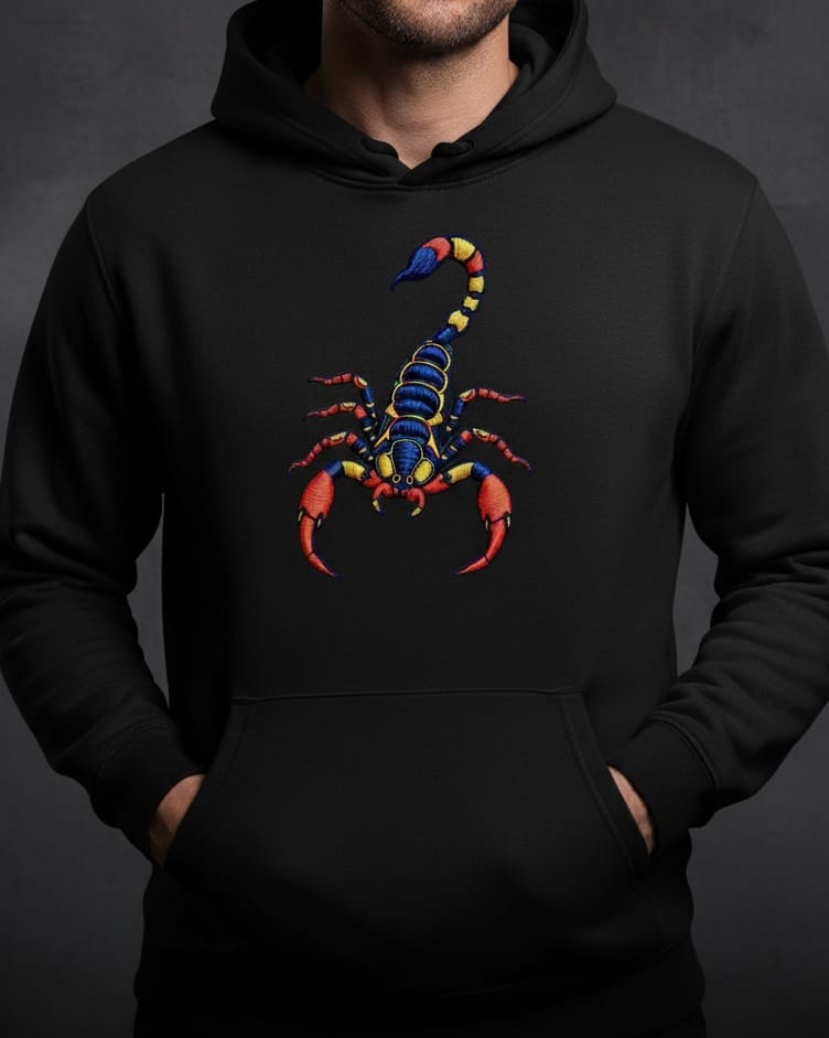 Scorpion Embroidery Pullover Hoodie