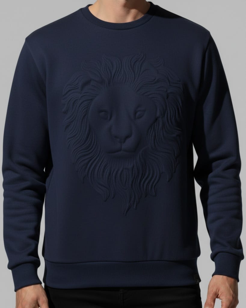 3D Embossed Lion Graphic Sweatshirt