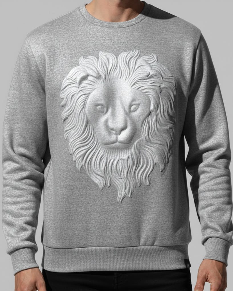 3D Embossed Lion Graphic Sweatshirt