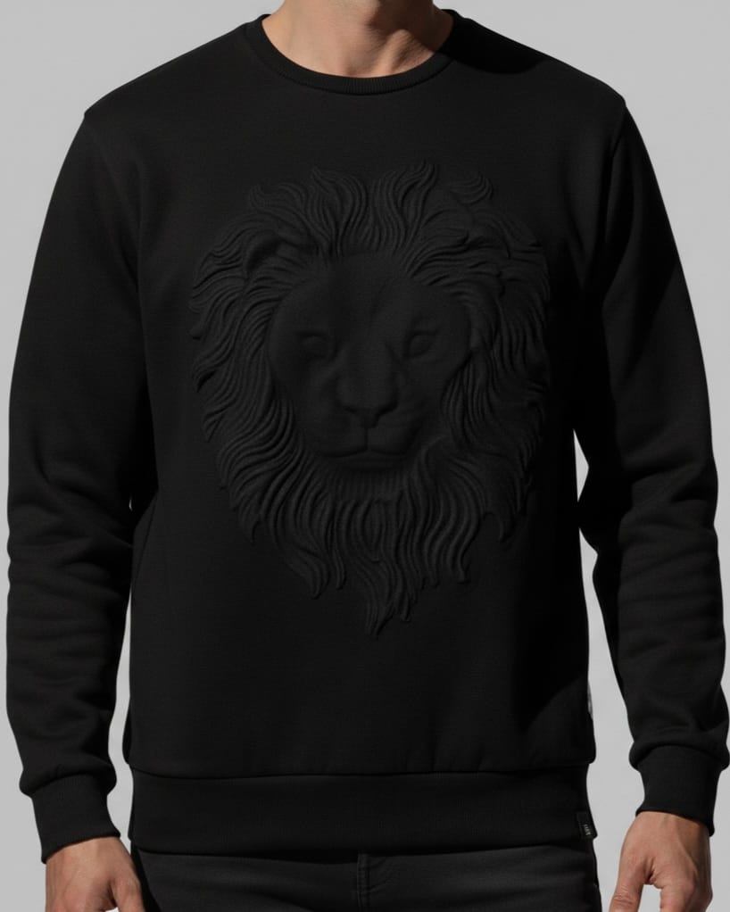 3D Embossed Lion Graphic Sweatshirt